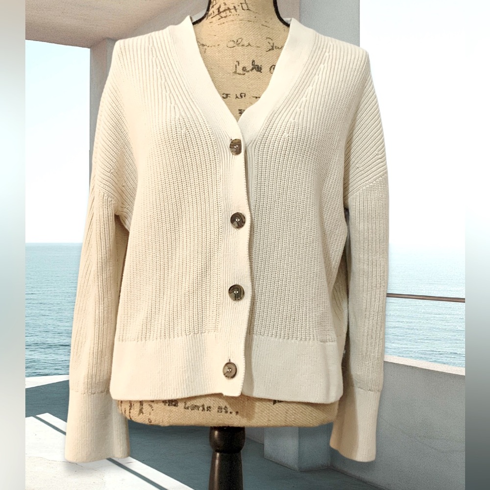 COS Cream Button-Up Cardigan